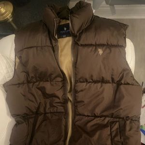 Brown polo puffer winter vest